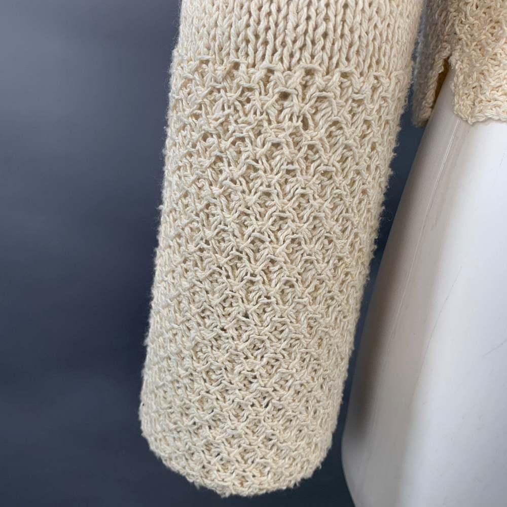 MARGARET OLEARY Beige Cotton Silk Textured Knit Tied Front Cardigan - Picture 6 of 9